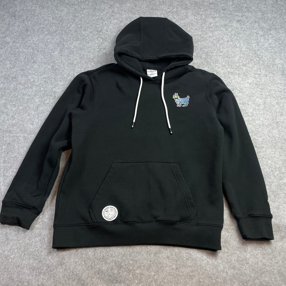 Goat Usa Mens Hoodie Sweatshirt M Black Cotton Long Sleeve Embroidered Casual